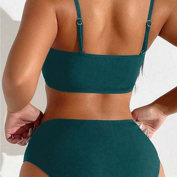 Teal Ribbed Bikini Set - Picture 2 of 7